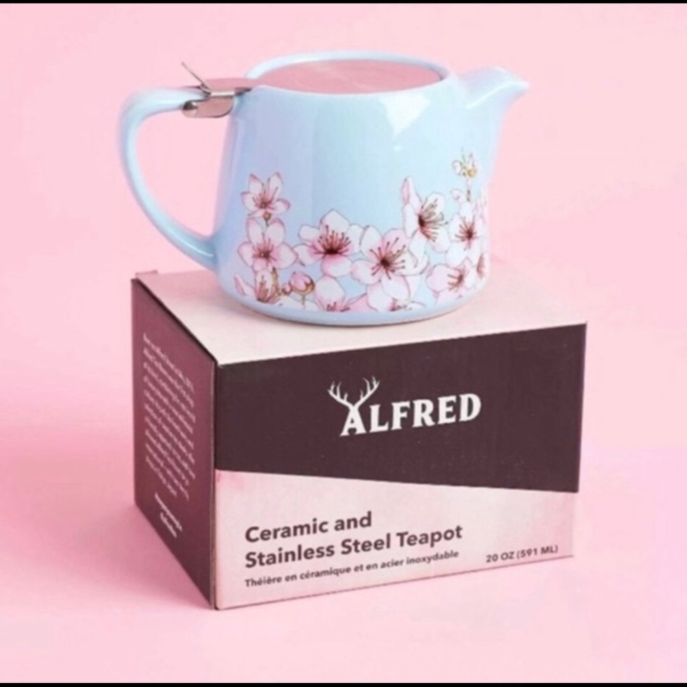 Alfred ceramic and stainless steel teapot.  New in box.  Never used.